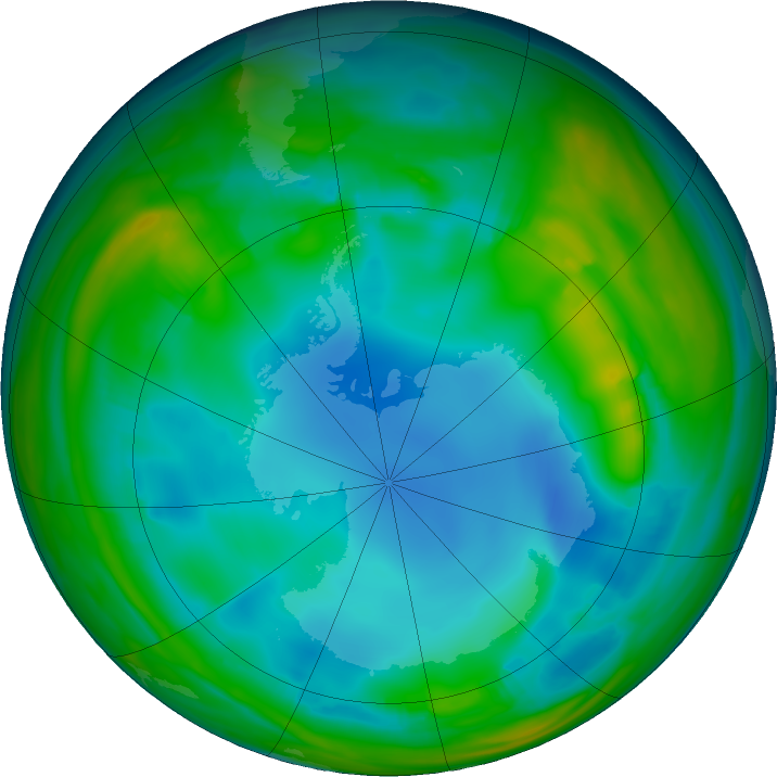 Antarctic ozone map for 04 July 2017